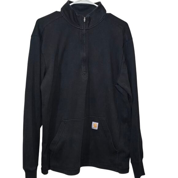 Carhartt Relaxed Fit Thermal Pullover 1/4 Zip Black Long Sleeve Great Condition - Picture 1 of 5